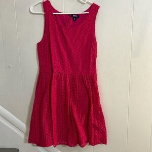 Old Navy hot pink dress - Size 12 - cotton eyelet mini dress, A-line
